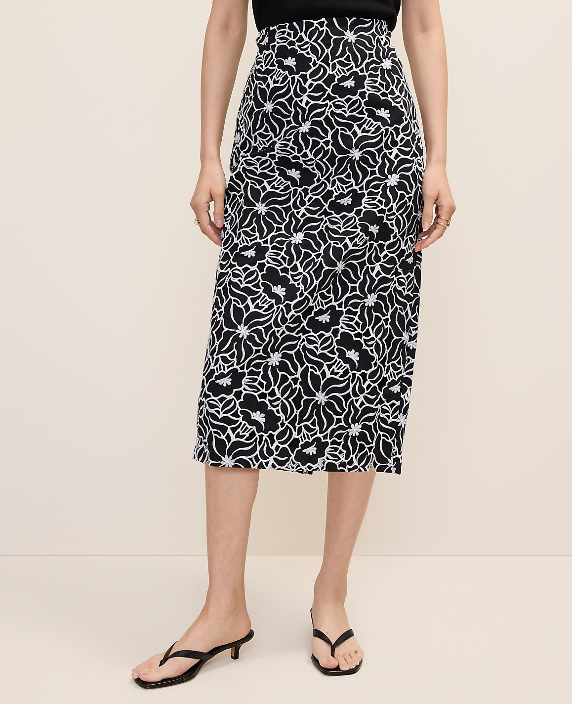 Embroidered Column Midi Skirt | Ann Taylor