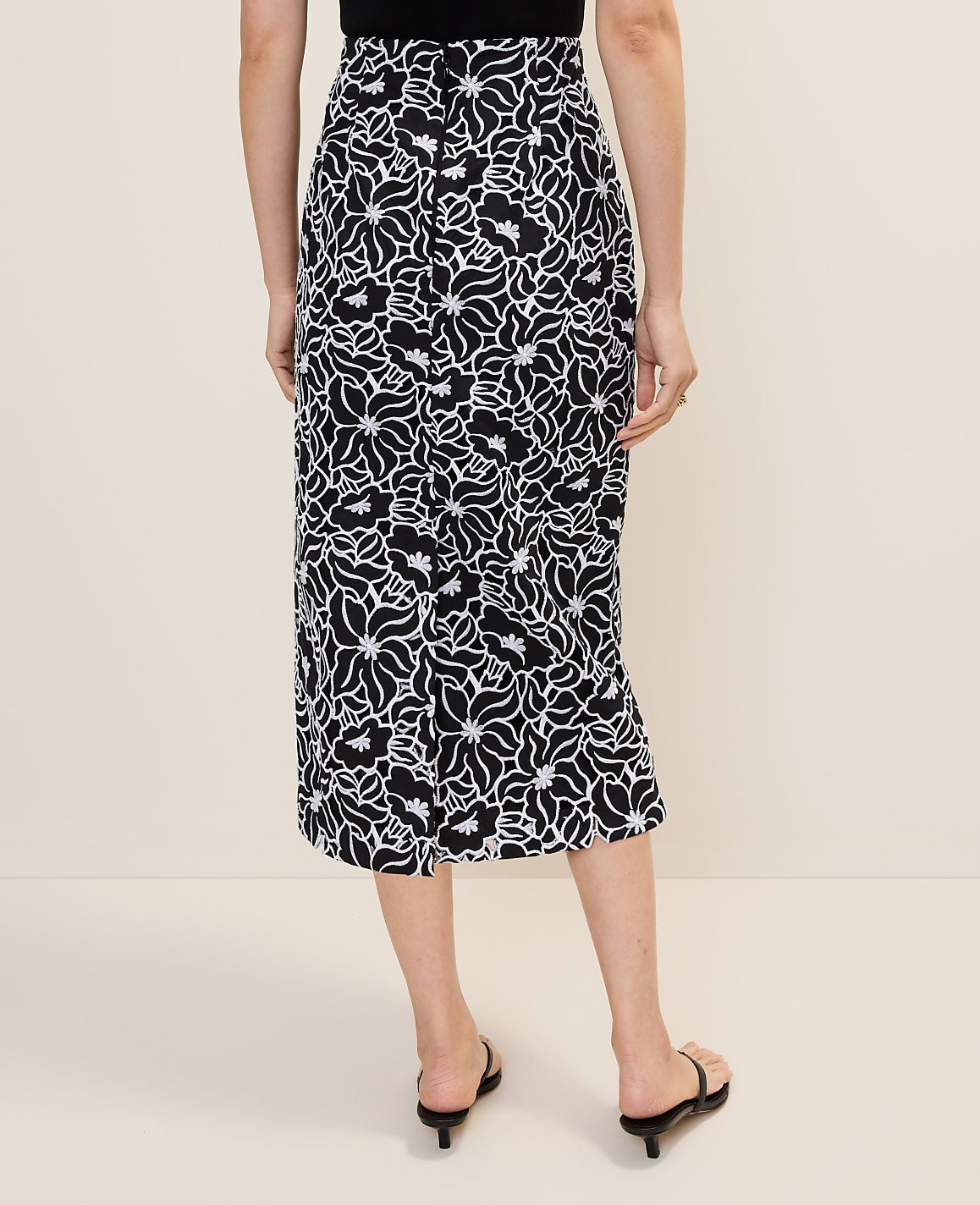 Embroidered Column Midi Skirt | Ann Taylor