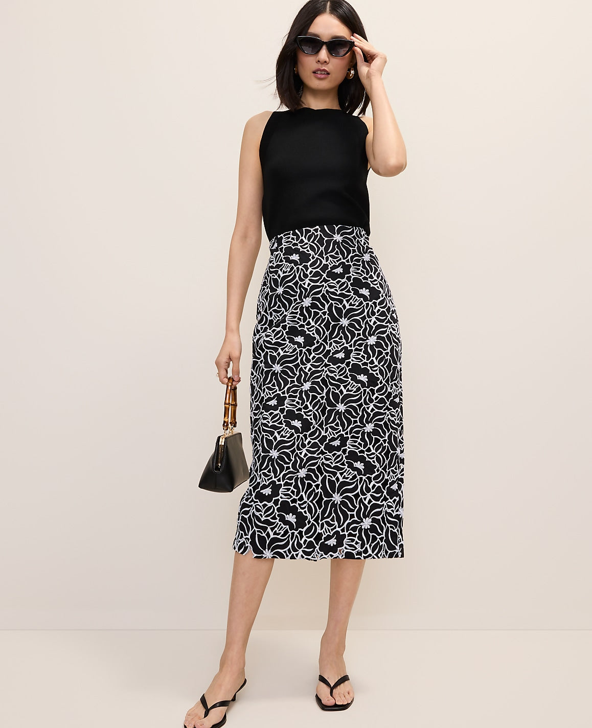 Embroidered Column Midi Skirt | Ann Taylor