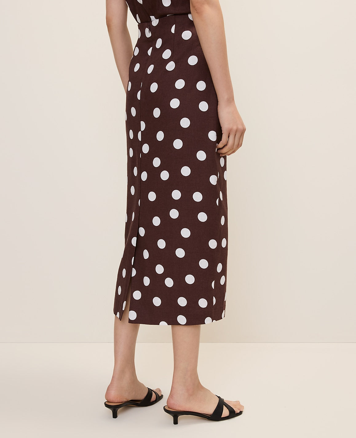 Polka Dot Midi Pencil Skirt in Linen Blend | Ann Taylor