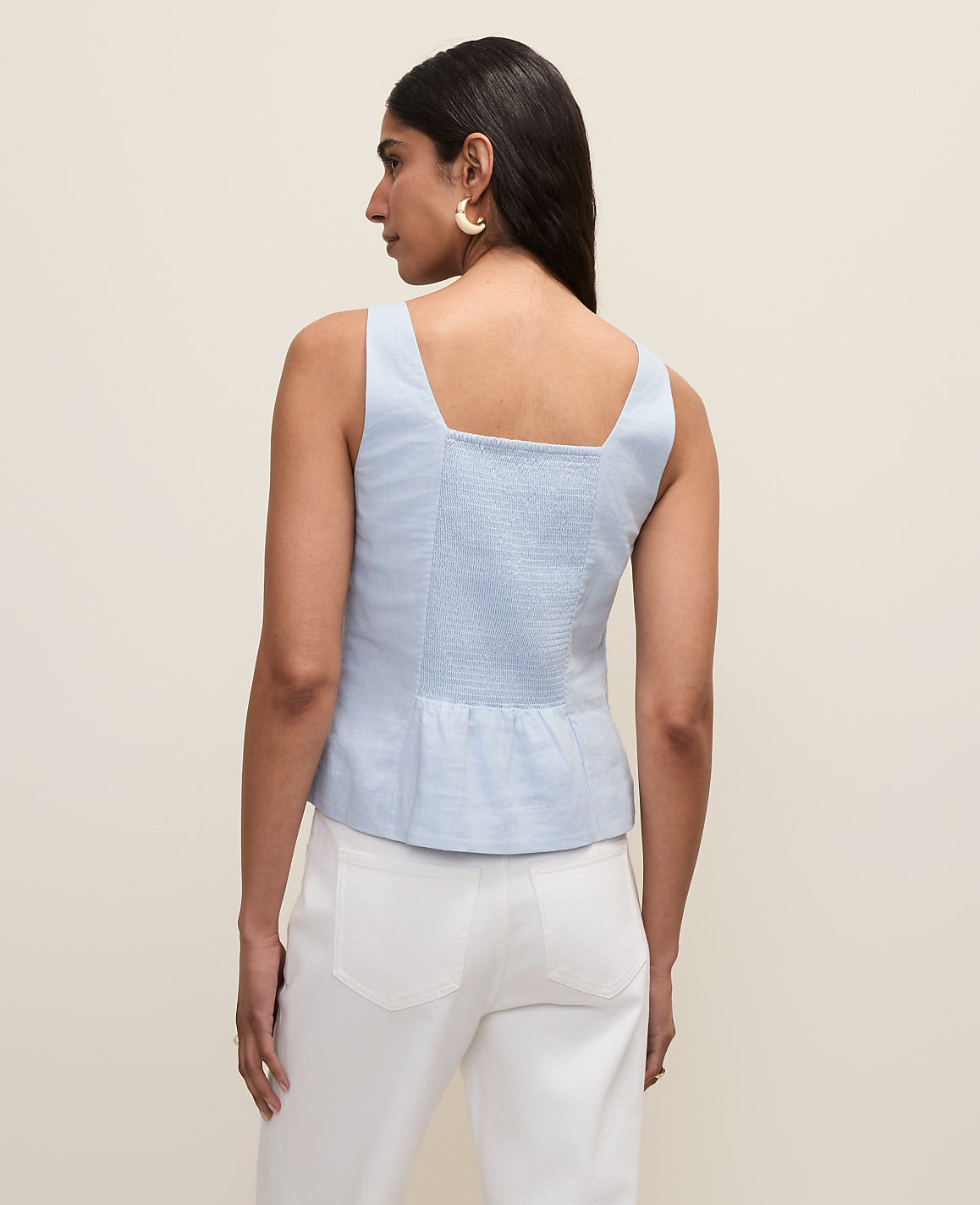 Linen Blend Peplum Tank Top | Ann Taylor