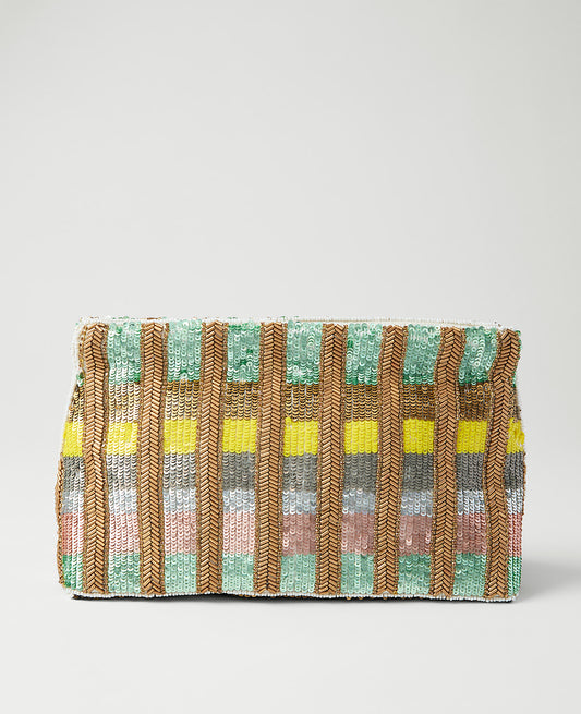 Striped Sequin Clutch | Ann Taylor