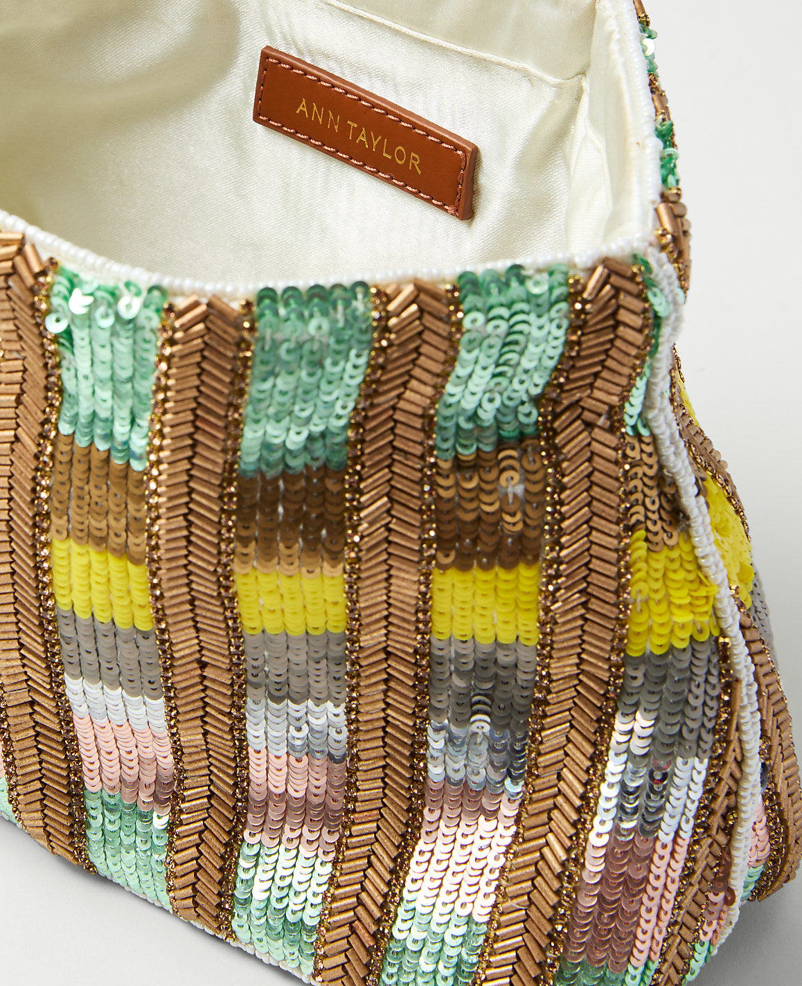 Striped Sequin Clutch | Ann Taylor