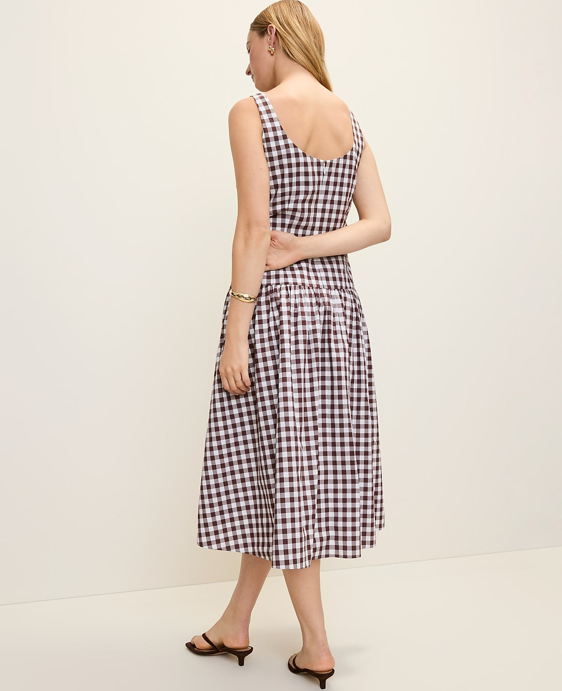 Flare Midi Dress in Gingham | Ann Taylor