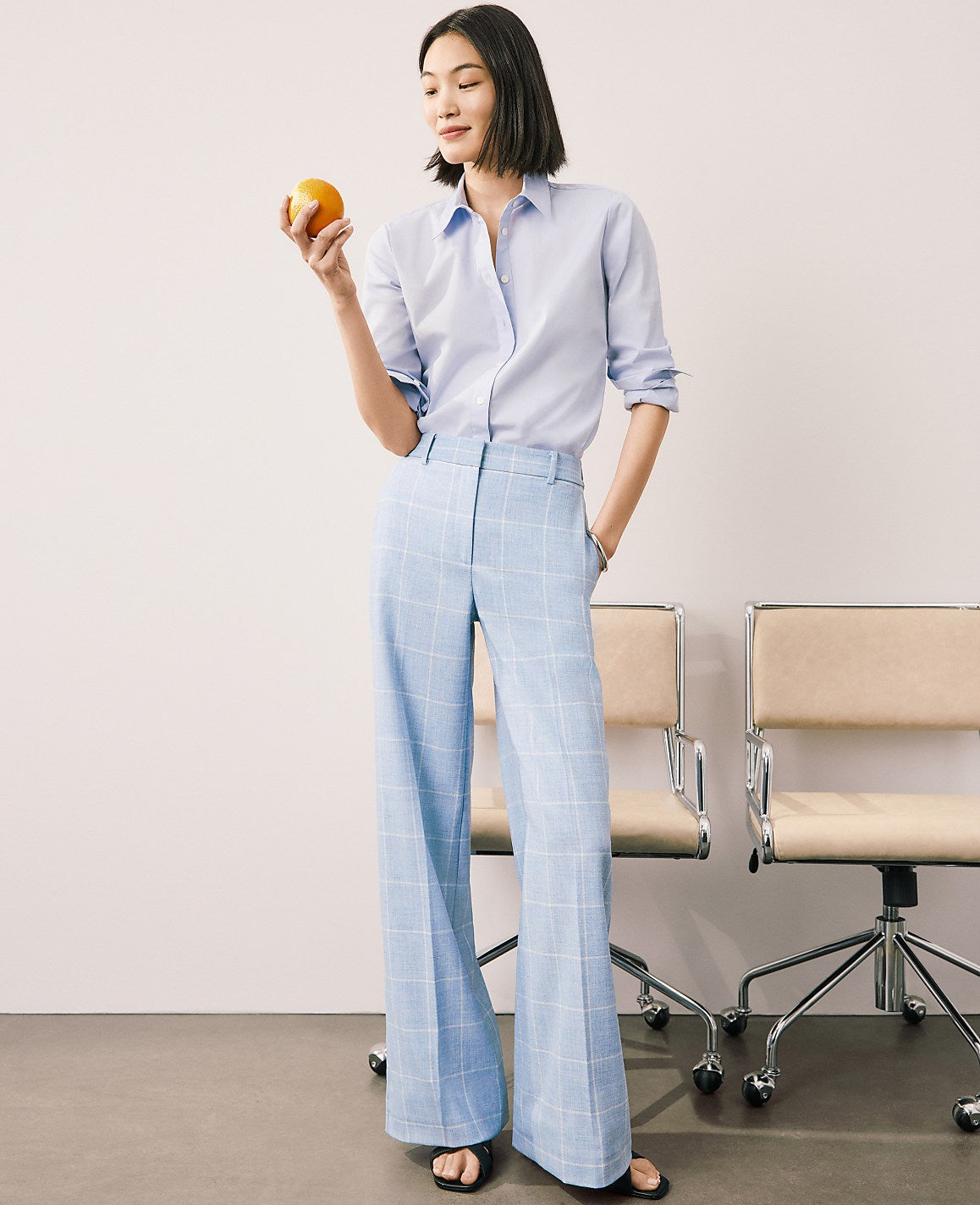 The Wide-Leg Pant in Windowpane | Ann Taylor