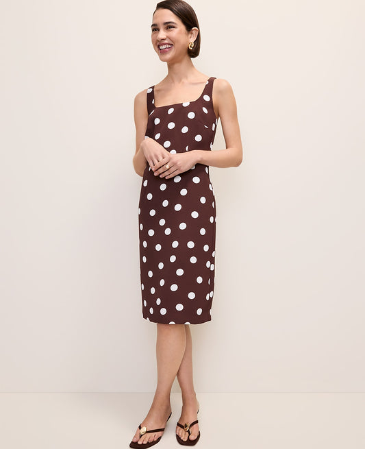 Polka Dot Square Neck Sheath Dress | Ann Taylor