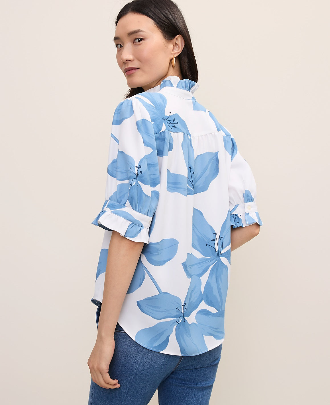 Floral Ruffle Collar Shirt | Ann Taylor