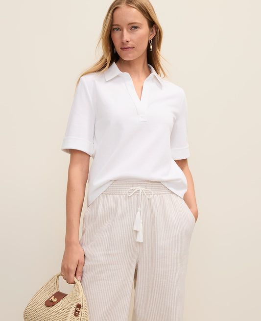 Weekend Split Neck Polo Top | Ann Taylor