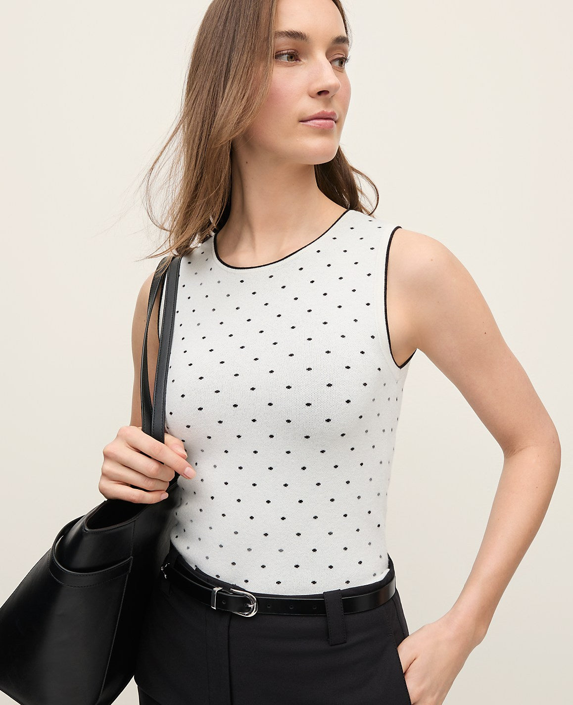 Polka Dot Knit Shell | Ann Taylor
