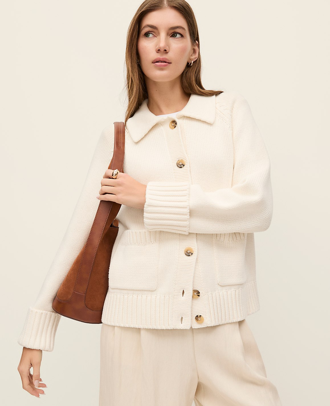 Weekend Collared Cardigan | Ann Taylor