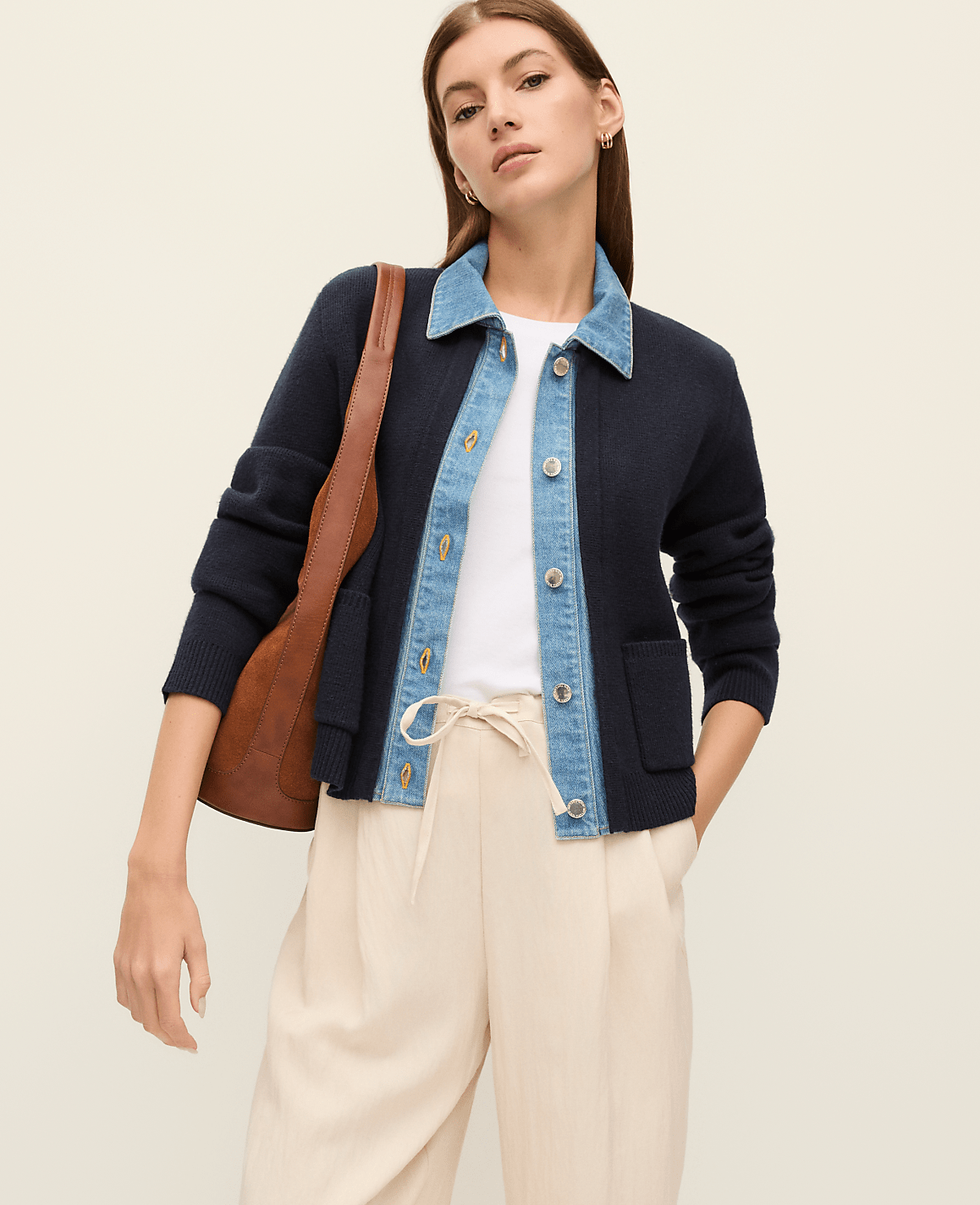 Weekend Denim Sweater Jacket | Ann Taylor