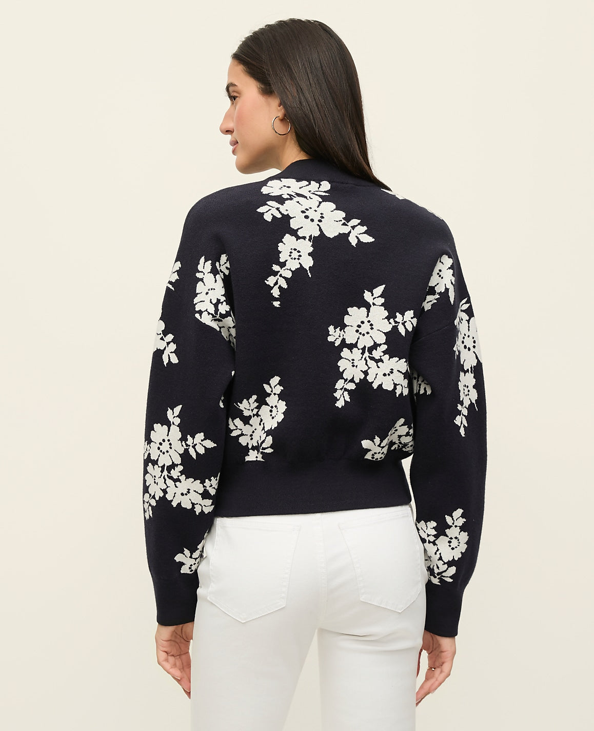 Floral Jacquard Bomber Sweater Jacket | Ann Taylor
