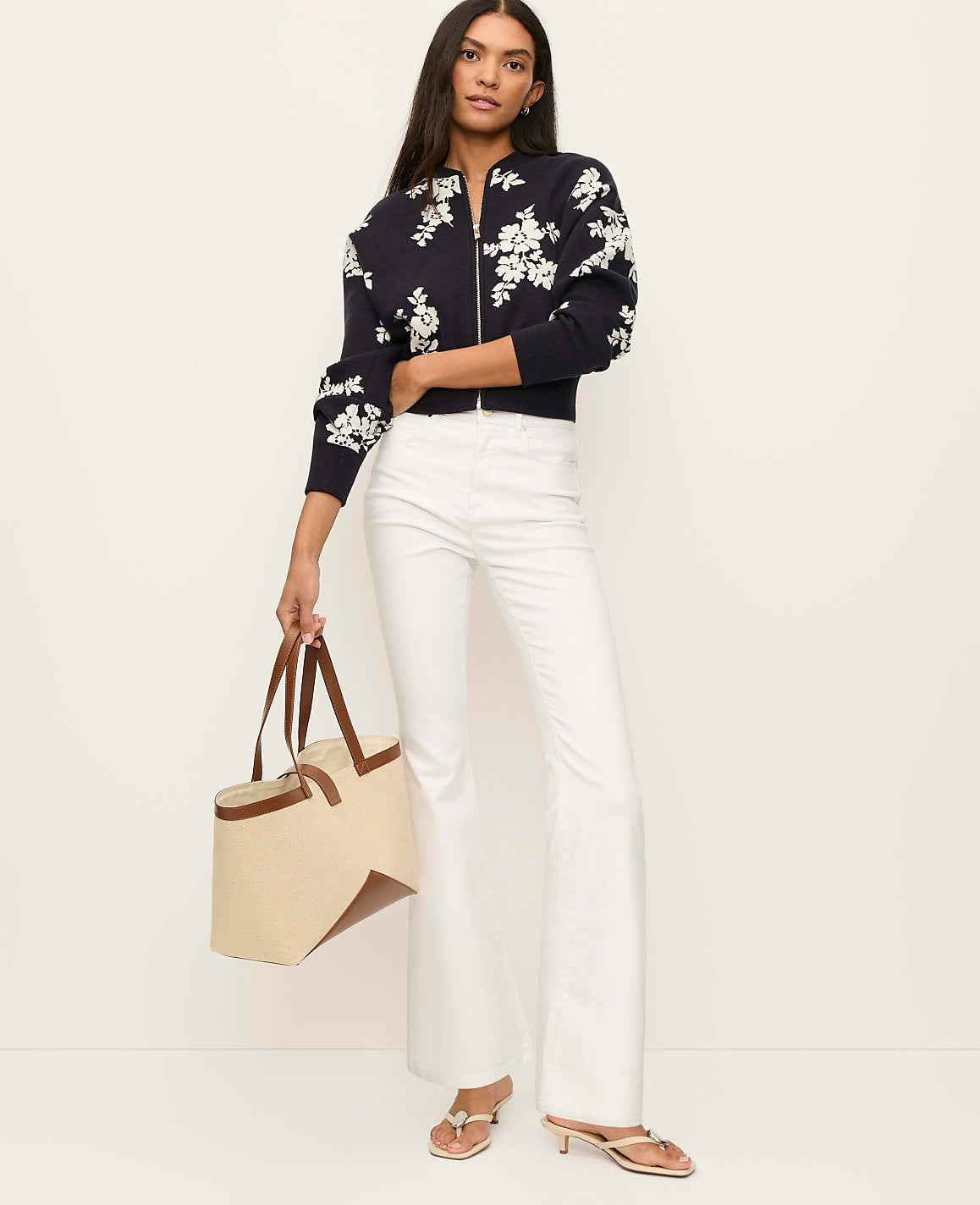 Floral Jacquard Bomber Sweater Jacket | Ann Taylor
