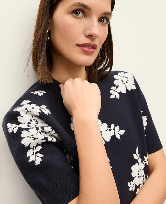 Floral Jacquard Sweater Tee | Ann Taylor