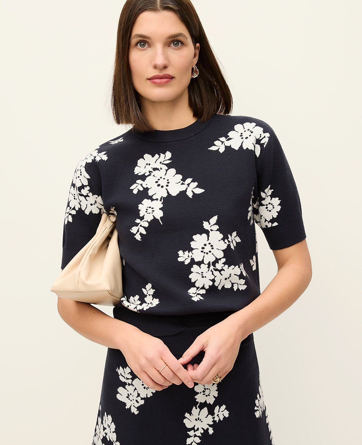 Floral Jacquard Sweater Tee | Ann Taylor