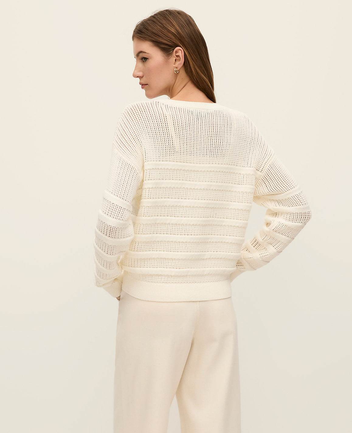 Weekend Textured Pointelle Sweater | Ann Taylor