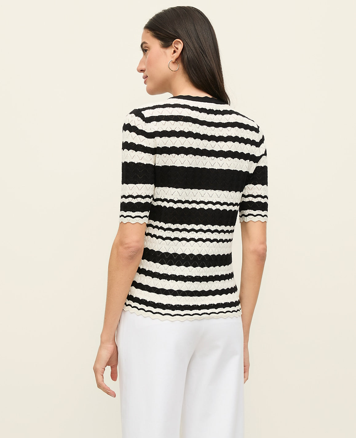 Striped Pointelle Sweater Tee | Ann Taylor