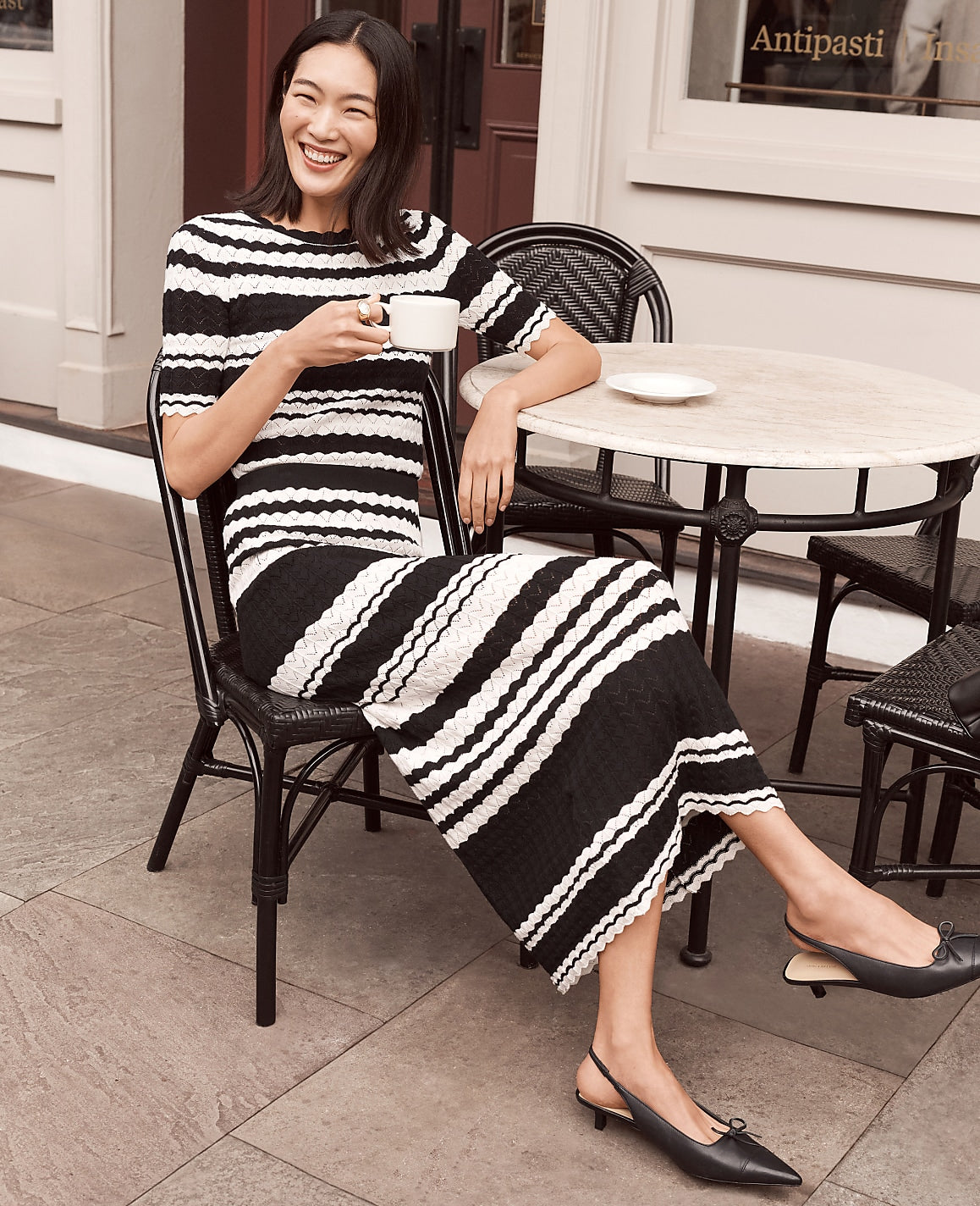 Striped Pointelle Sweater Tee | Ann Taylor