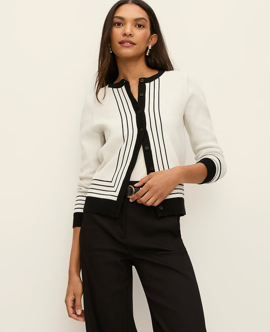 Striped Jacquard Ann Cardigan | Ann Taylor
