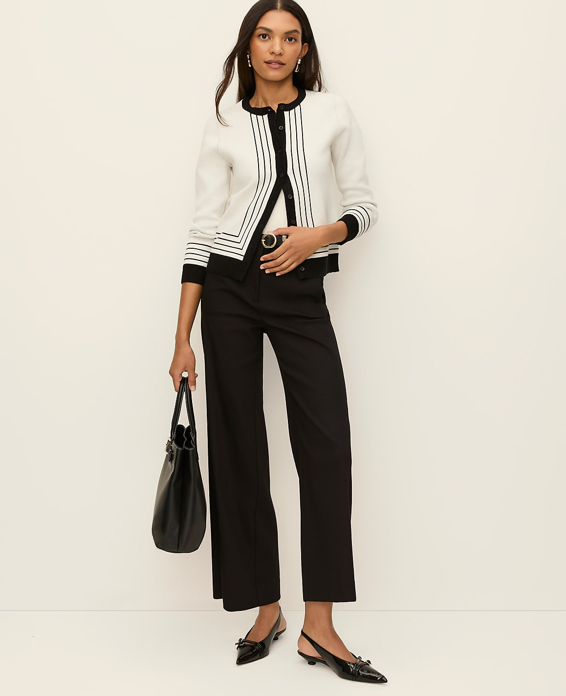 Striped Jacquard Ann Cardigan | Ann Taylor