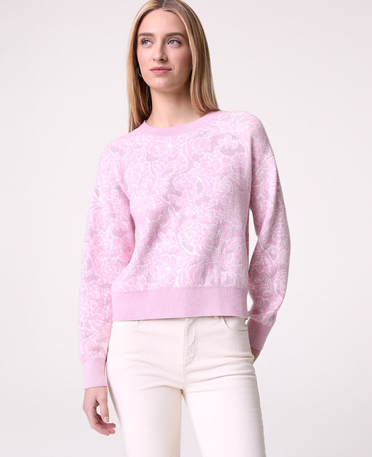 Weekend Floral Jacquard Crew Neck Sweater | Ann Taylor