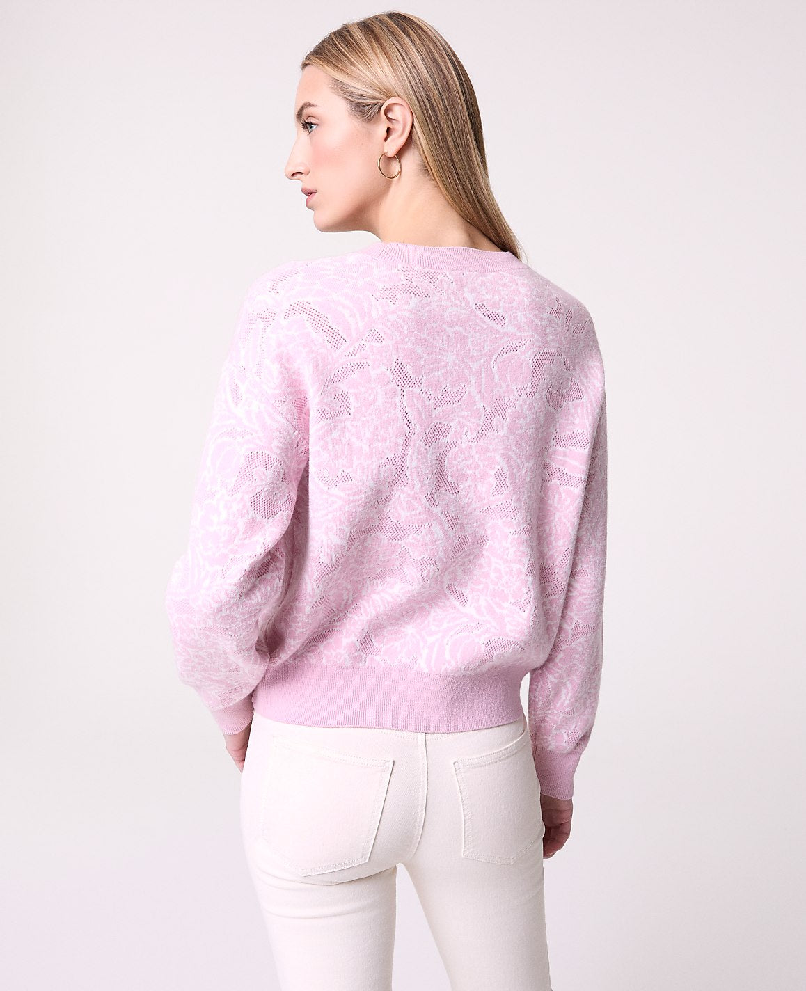 Weekend Floral Jacquard Crew Neck Sweater | Ann Taylor