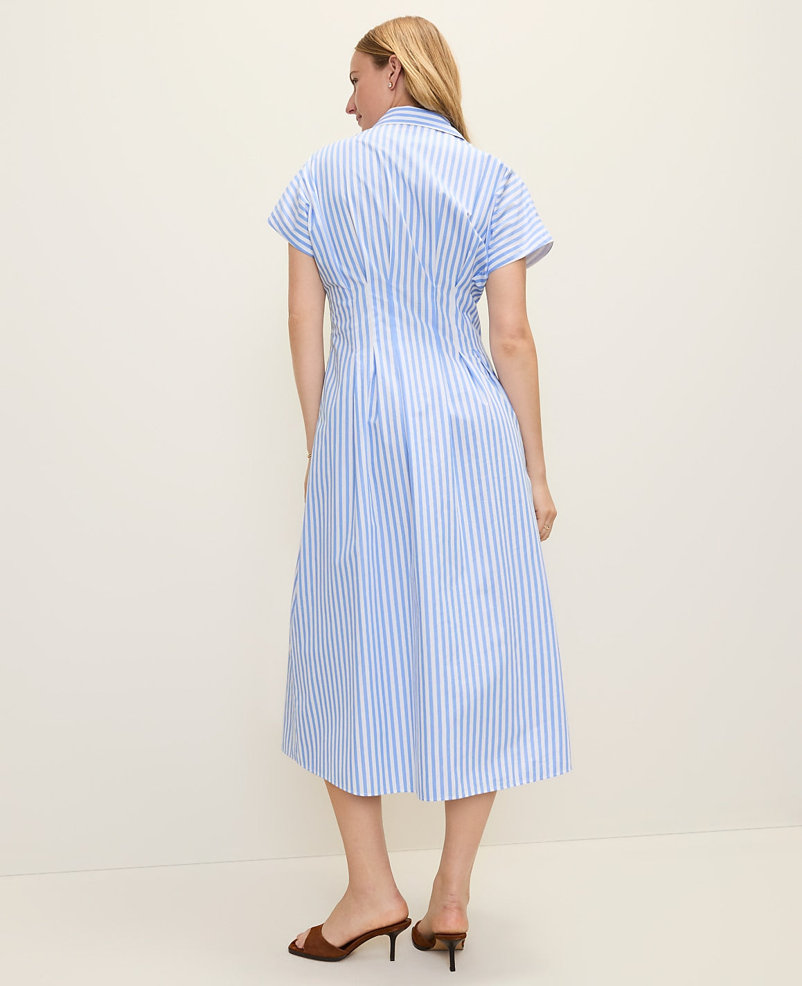 Weekend Striped Pleated Midi Shirtdress | Ann Taylor
