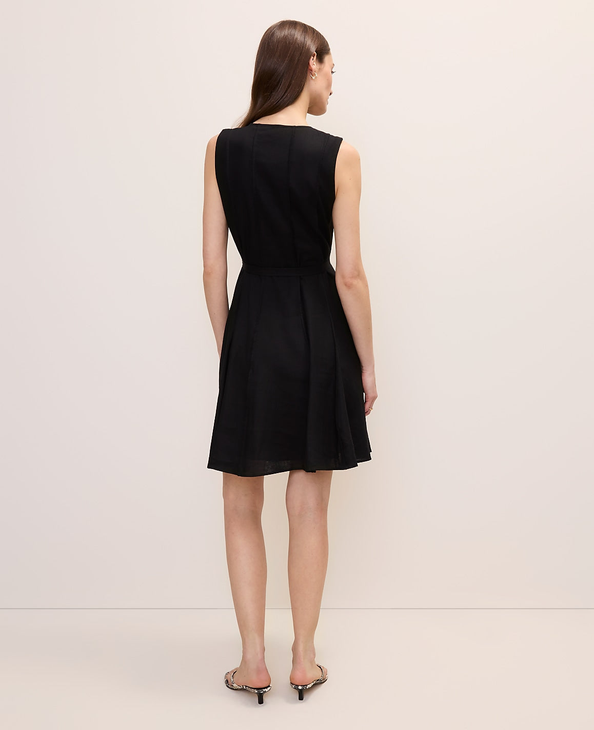Belted Crew Neck Flare Dress | Ann Taylor