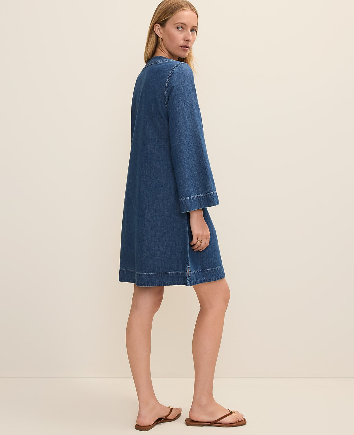 Weekend Split Collar Denim Shift Dress | Ann Taylor