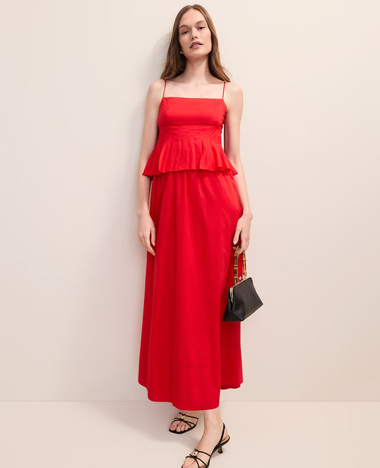 Pleated Peplum Midi Dress | Ann Taylor