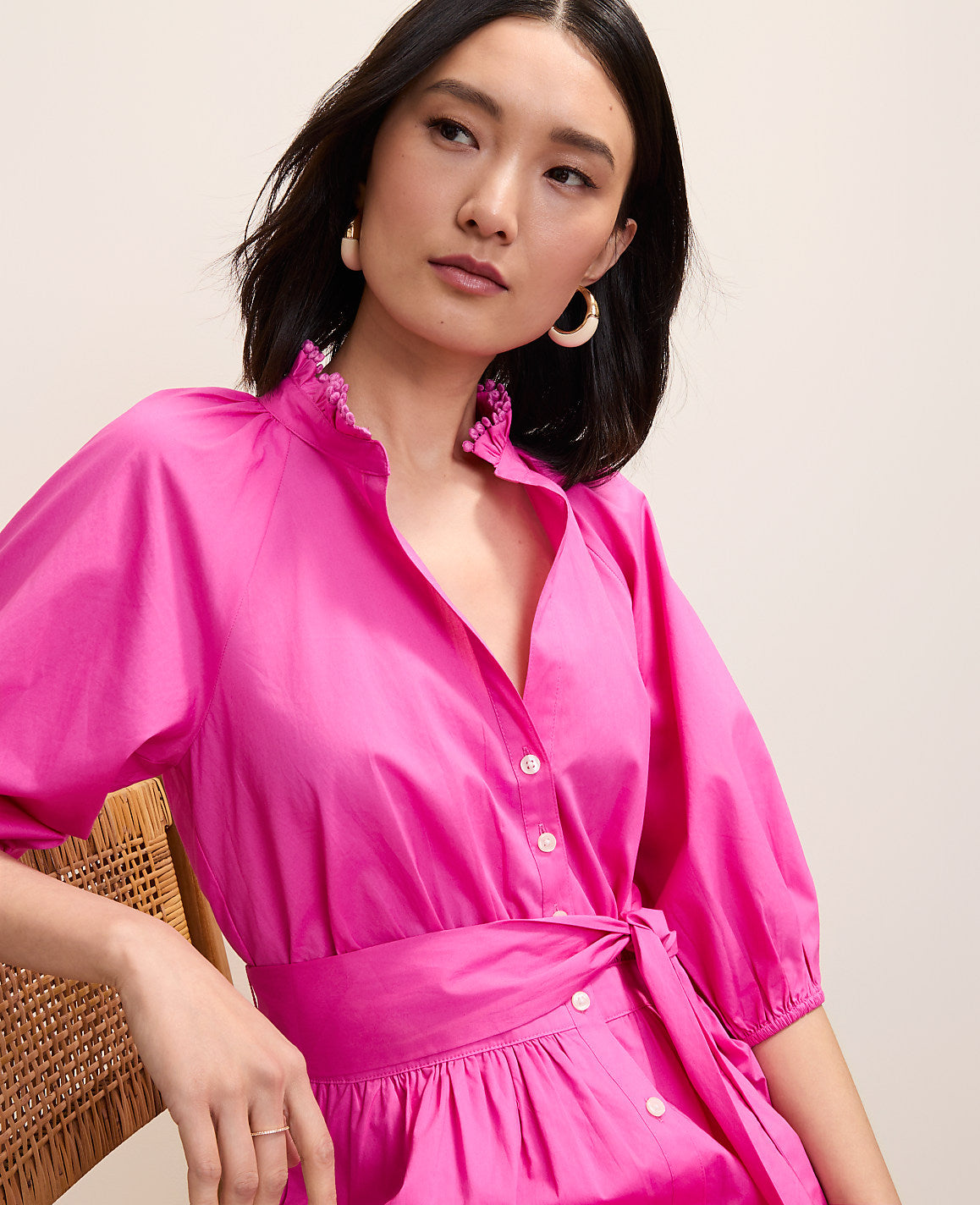 Ruffle Collar Mini Dress | Ann Taylor