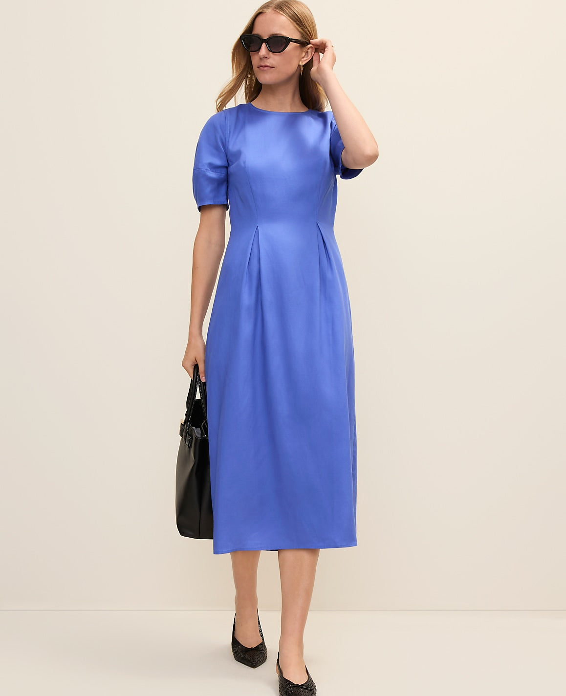 Crew Neck Flare Midi Dress | Ann Taylor