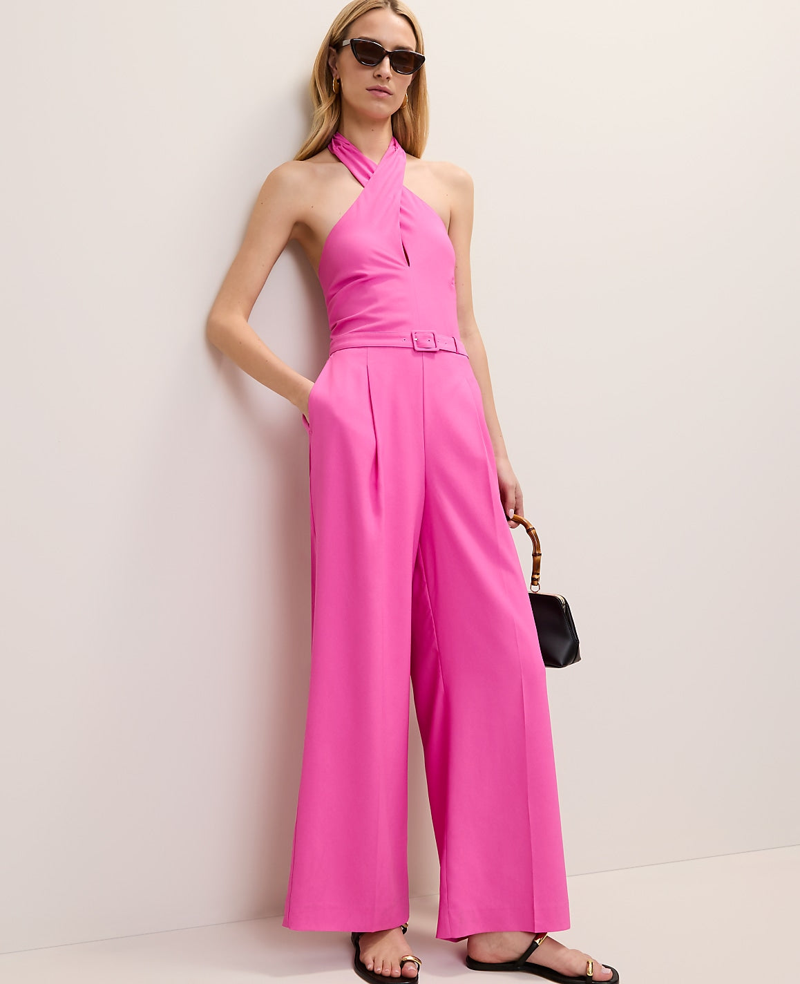 Belted Halter Jumpsuit | Ann Taylor