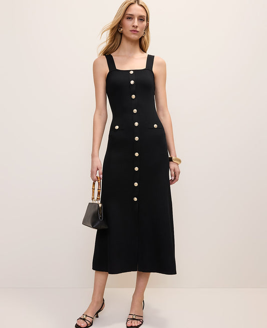Ribbed Button Sweater Dress | Ann Taylor