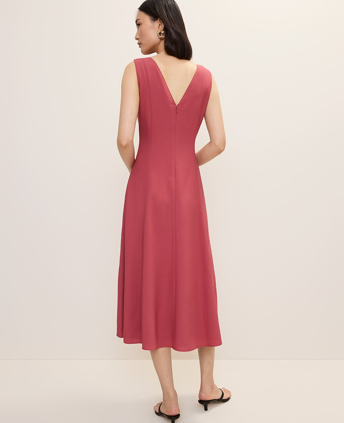 V-Neck Flare Midi Dress | Ann Taylor