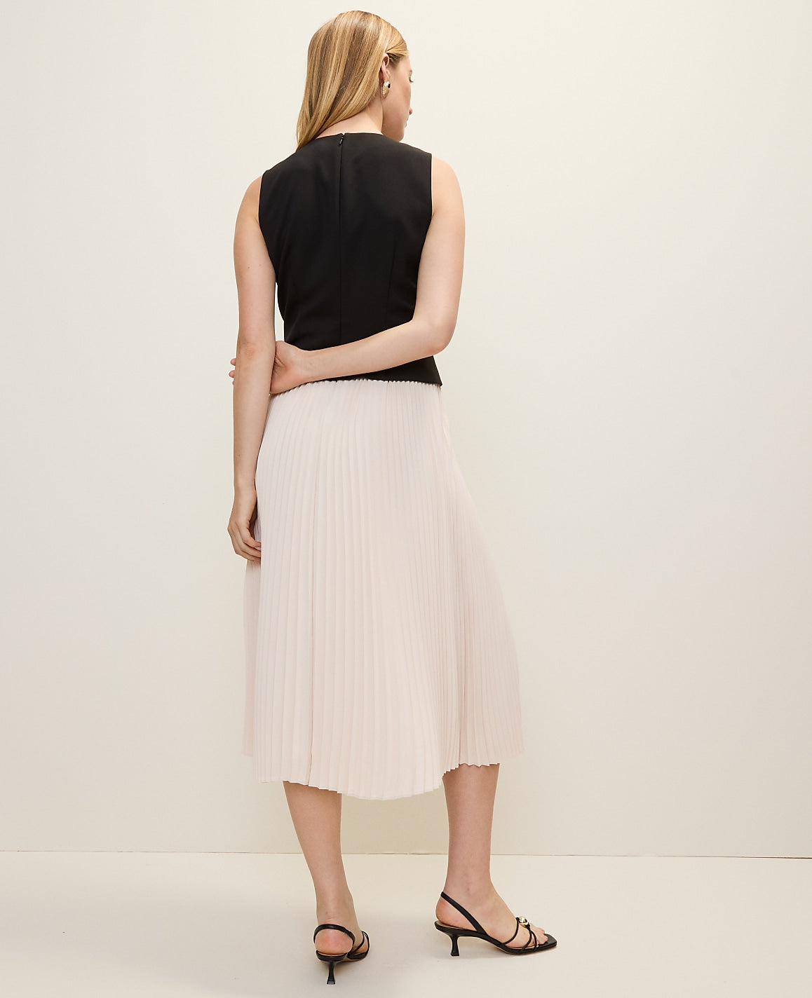 Pleated Crew Neck Midi Dress | Ann Taylor