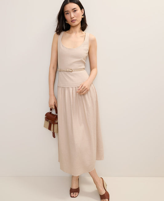 Belted Flare Midi Dress | Ann Taylor