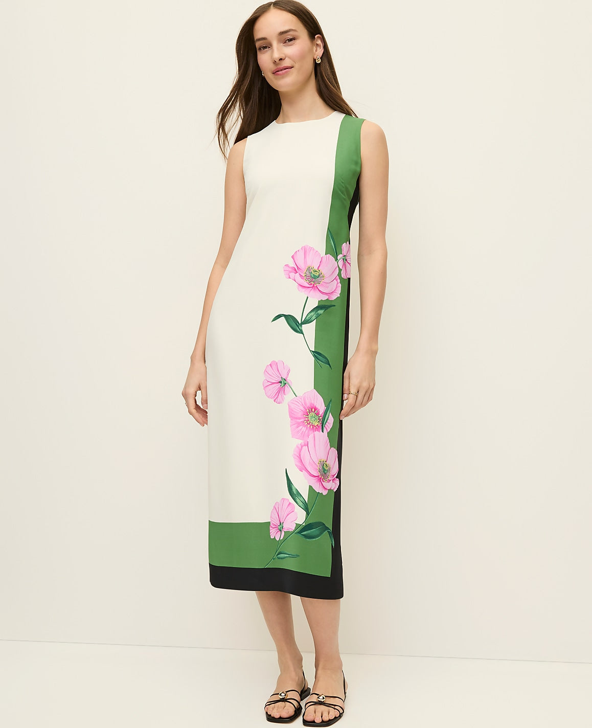 Floral Crew Neck Midi Dress | Ann Taylor