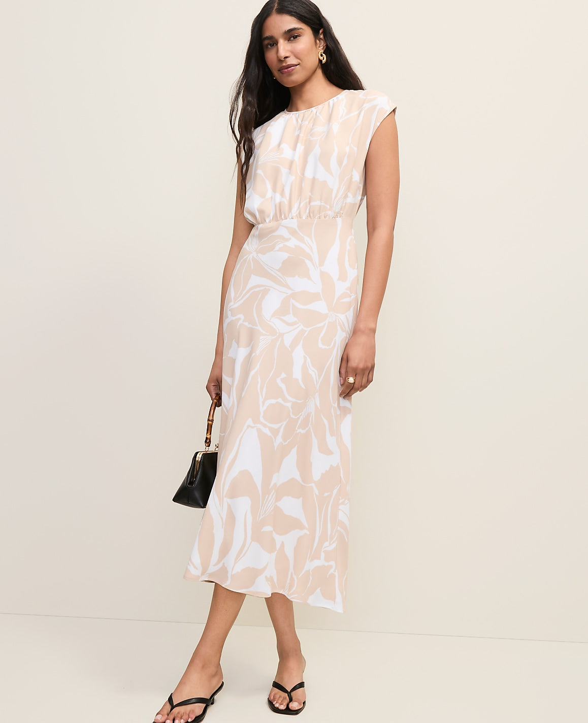 Floral Gathered Midi Dress | Ann Taylor