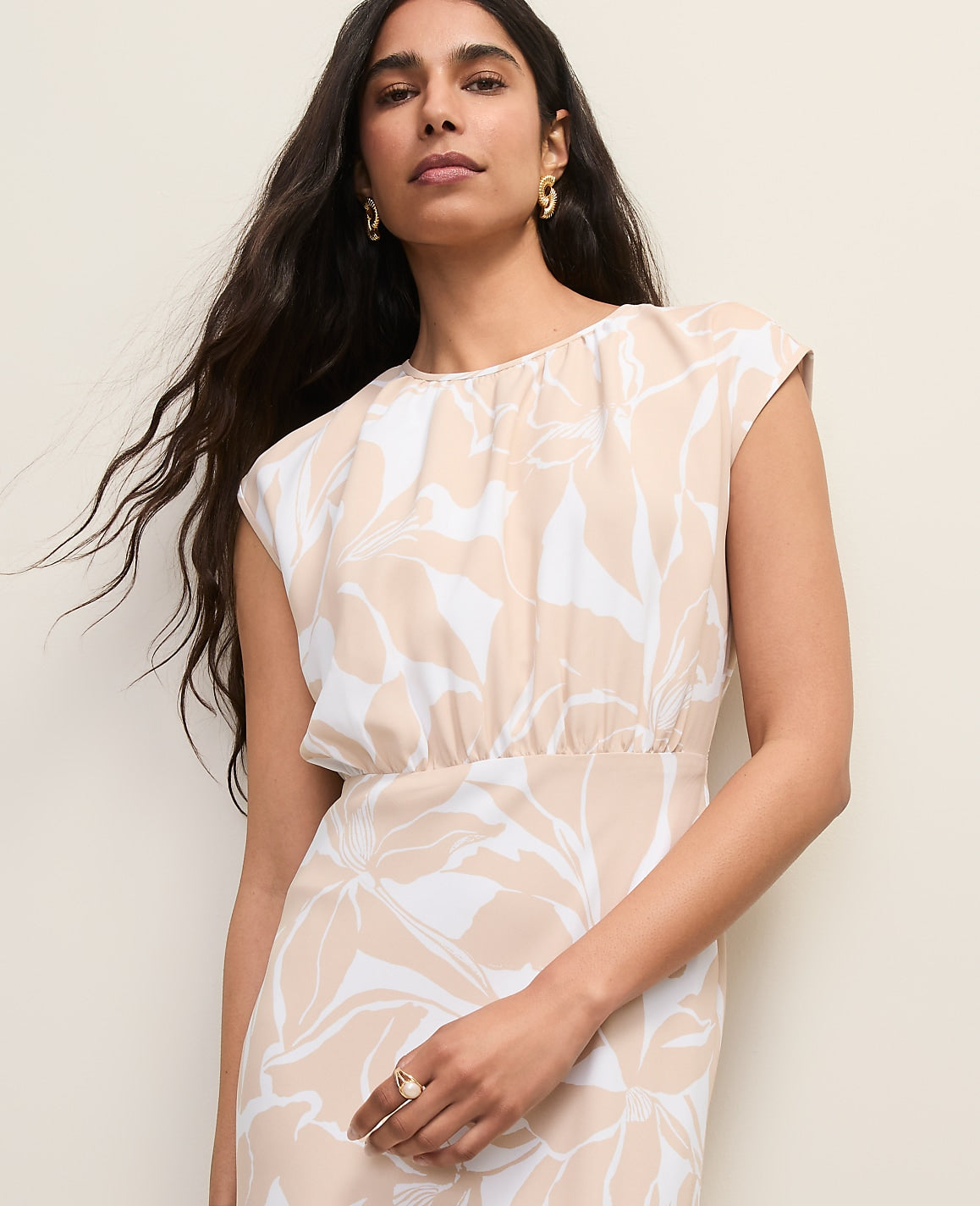 Floral Gathered Midi Dress | Ann Taylor