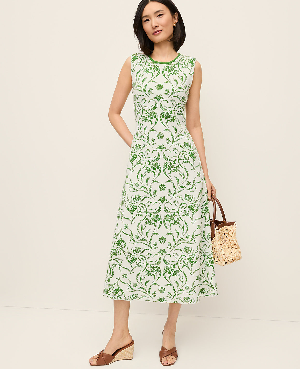 Floral Jacquard Sweater Dress | Ann Taylor