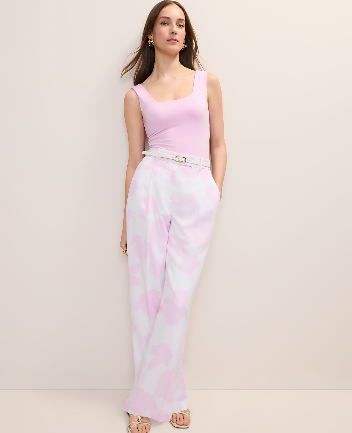 The Pleated Floral Pant | Ann Taylor