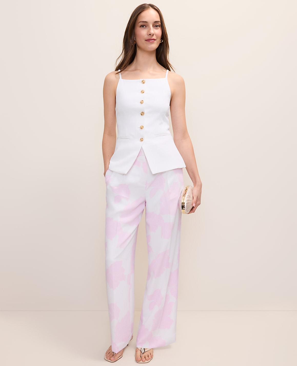 The Pleated Floral Pant | Ann Taylor