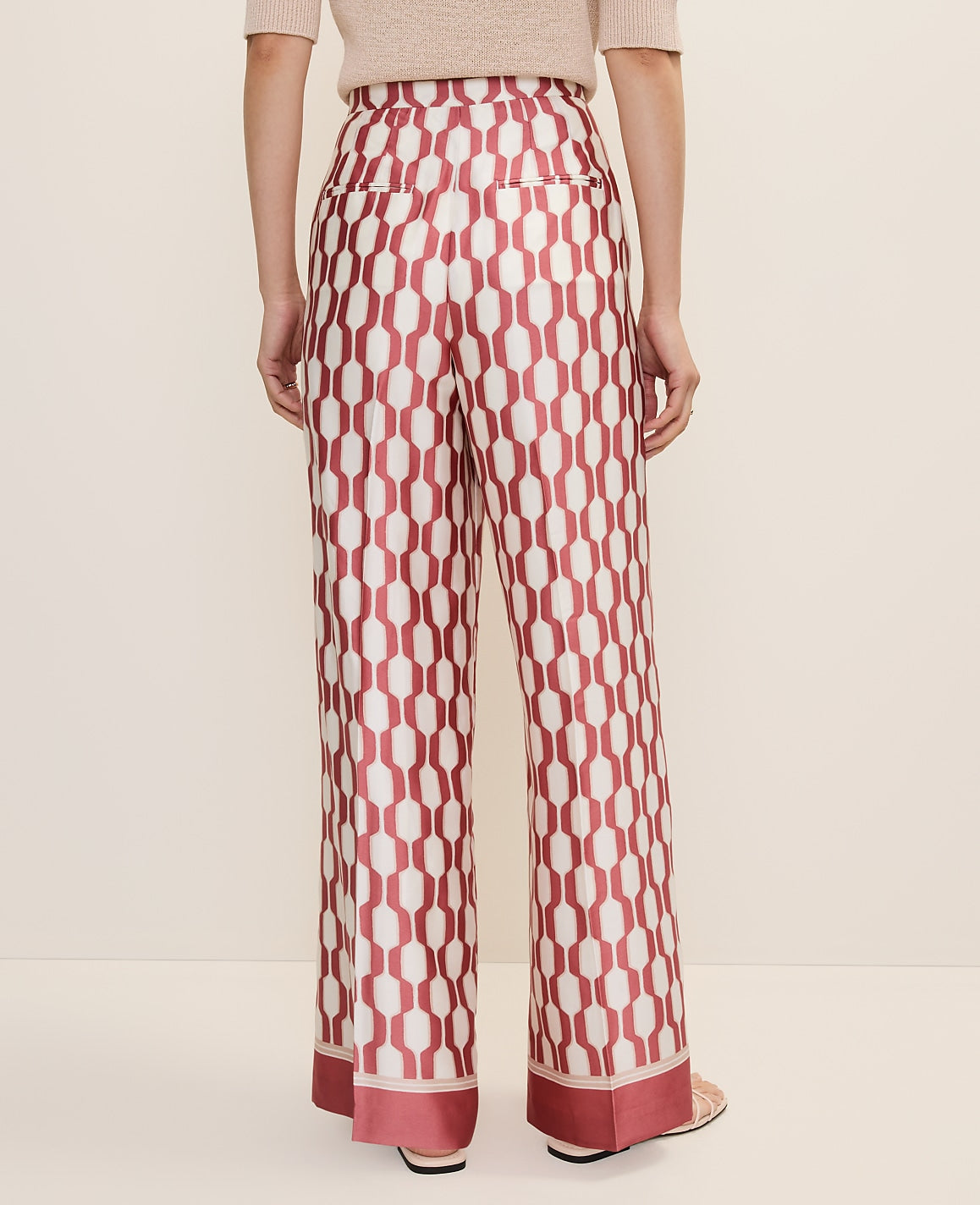 The Wide-Leg Pant in Satin Geo Print | Ann Taylor