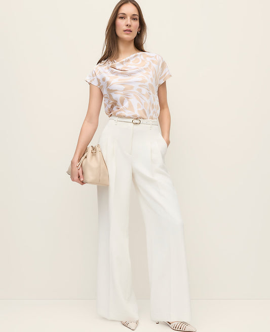 The Pleated Wide-Leg Pant in Textured Crepe | Ann Taylor