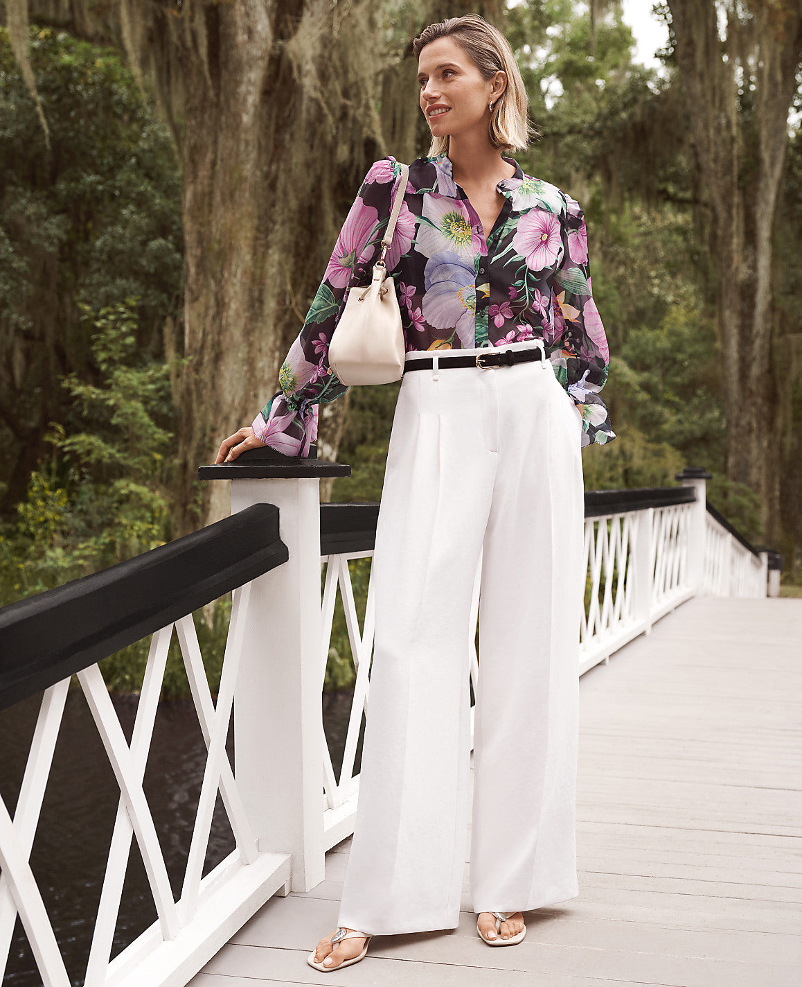 The Pleated Wide-Leg Pant in Textured Crepe | Ann Taylor