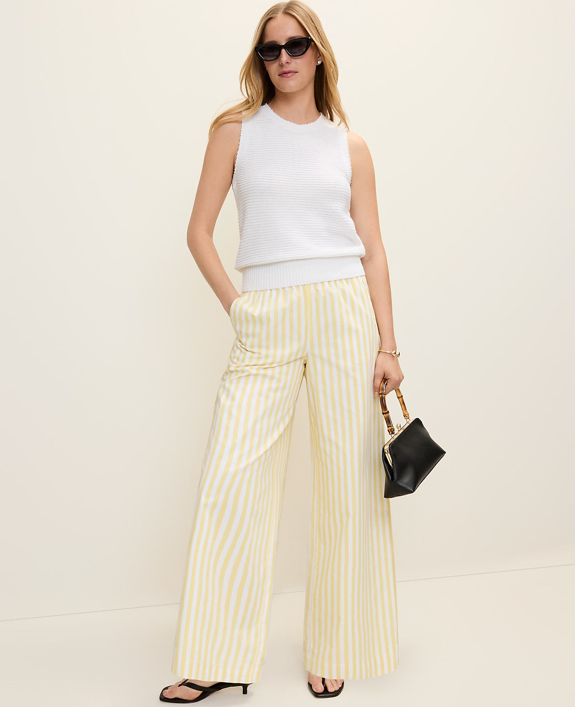 Weekend Striped Easy Palazzo Pant | Ann Taylor