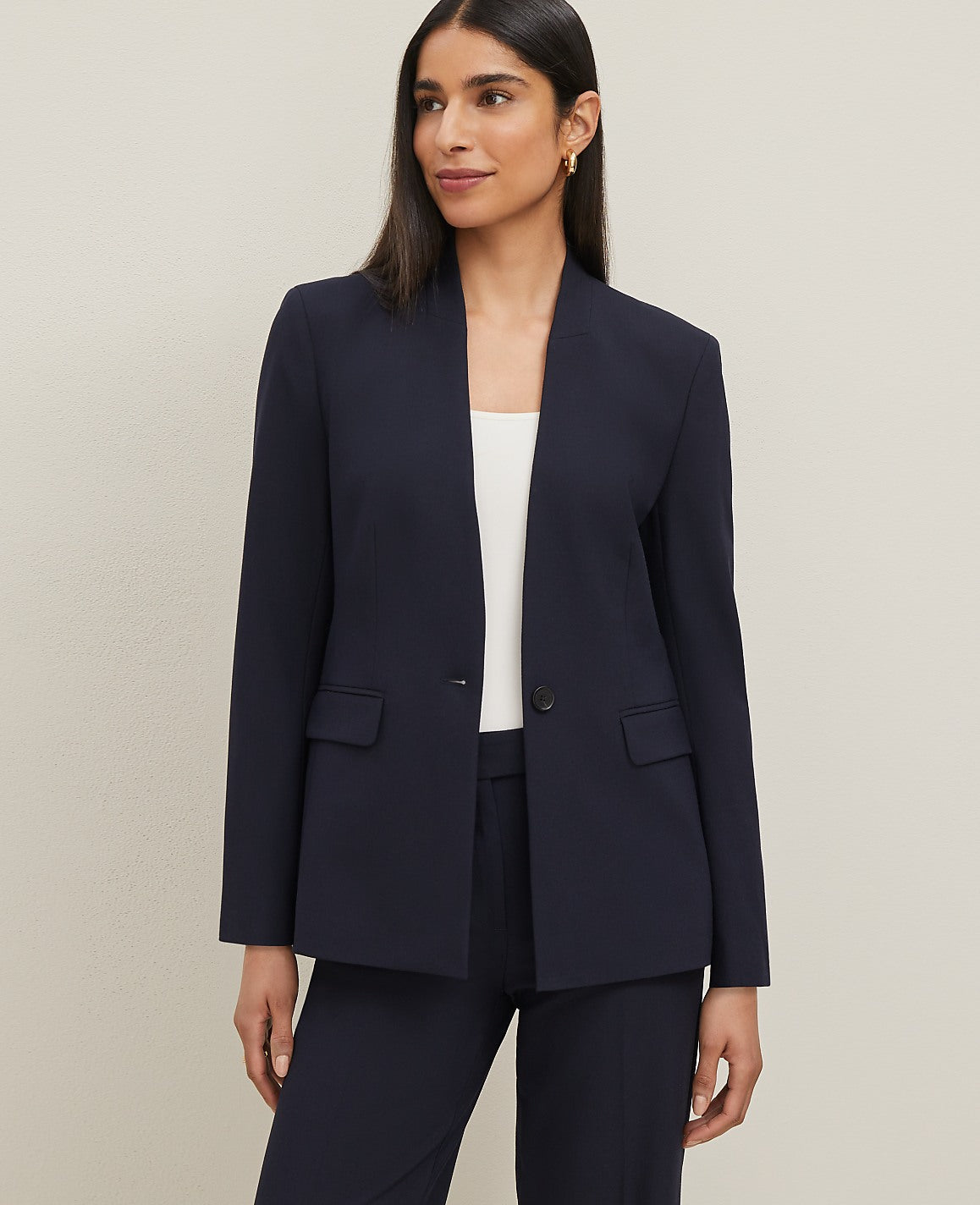 The Collarless Blazer in Seasonless Stretch | Ann Taylor