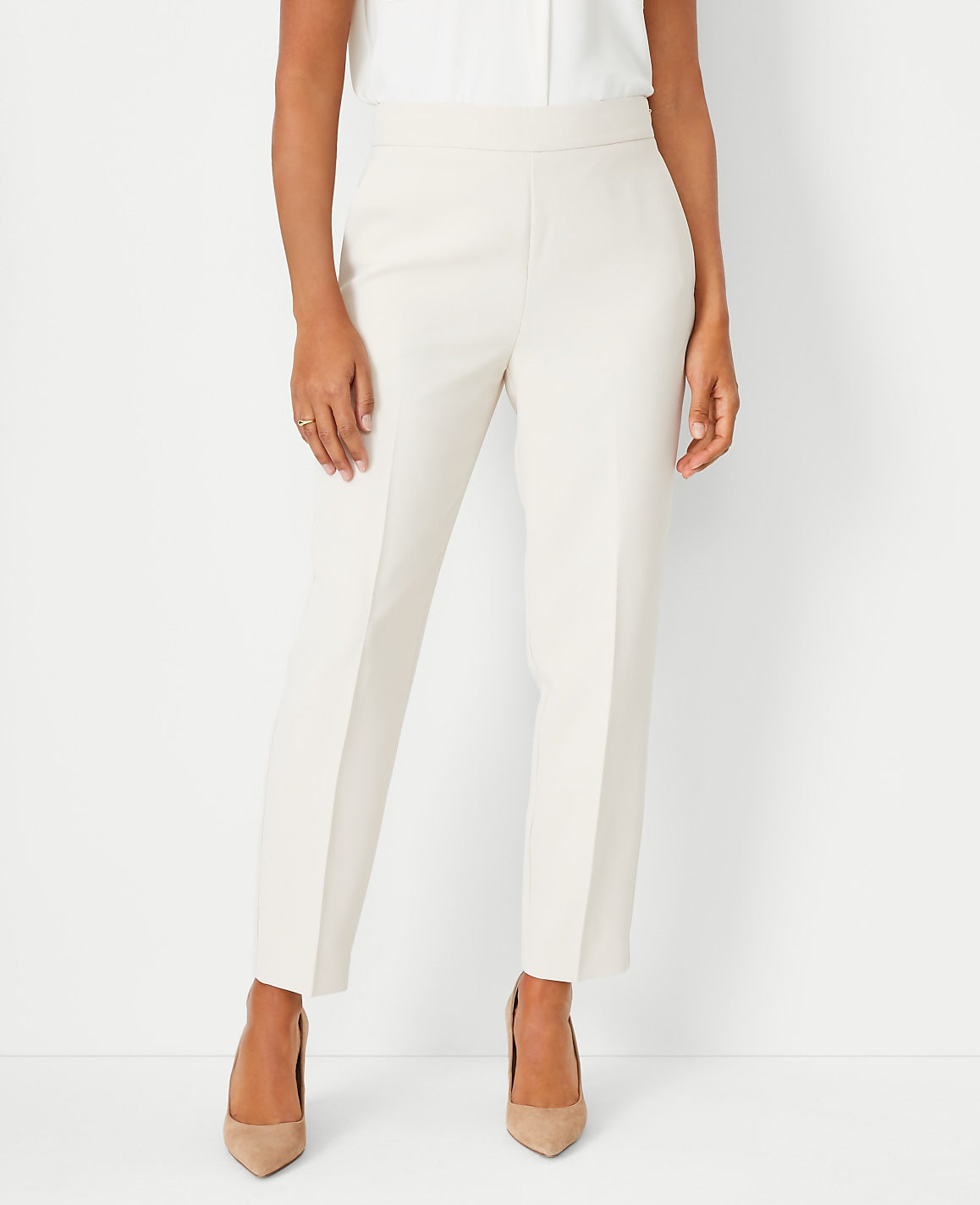 The Side Zip Ankle Pant in Fluid Crepe | Ann Taylor