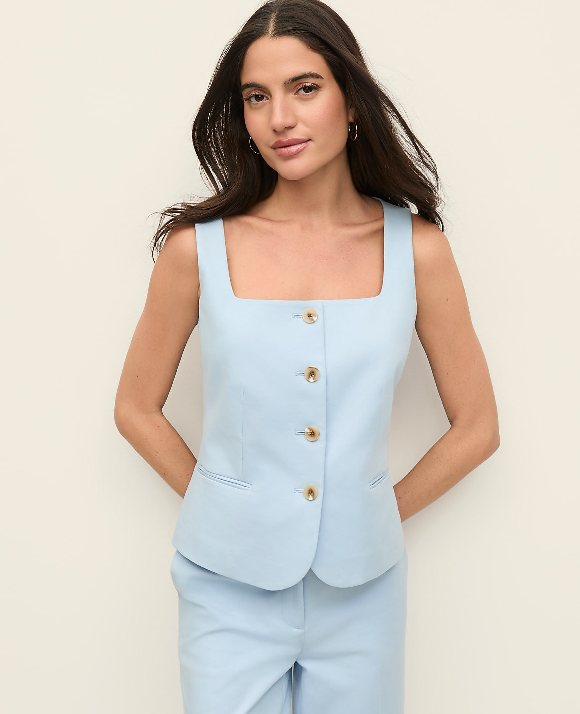 The Cutaway Square Neck Vest in Doubleweave | Ann Taylor